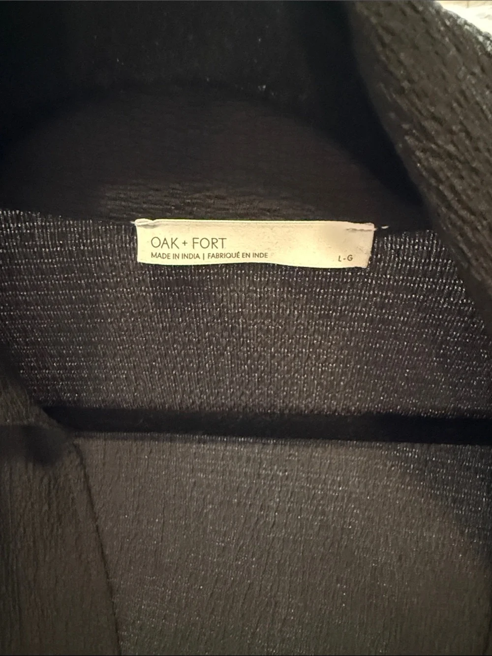OAK + FORT Black Textured Long Button-Front Shirt Dress L